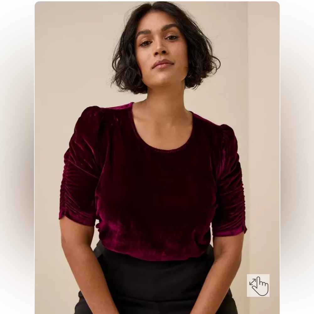 Torrid size 00x 10 M/L Velvet Ruched Sleeve Top